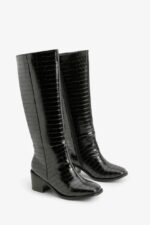 بوت ساق بلند زنانه برند BOOHOO طرح پوست ماری{سایز 39}
