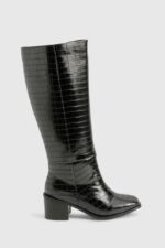 بوت ساق بلند زنانه برند BOOHOO طرح پوست ماری{سایز 39} - Image 3