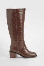 بوت ساق بلند زنانه برند BOOHOO قهوه ایی روشن - Image 5