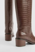 بوت ساق بلند زنانه برند BOOHOO قهوه ایی روشن - Image 2
